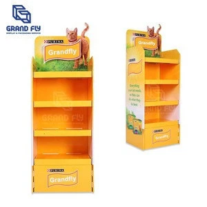 Custom Cardboard Paper Product Floor Display Stand,Corrugated Cardboard Carton Display Rack