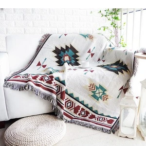 Custom eco-friendly woven jacquard soft throw blanket for decorative