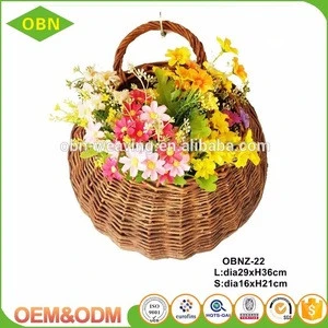 Custom fashion cheap wholesale 100% pure handmade wicker hanging flower gift basket