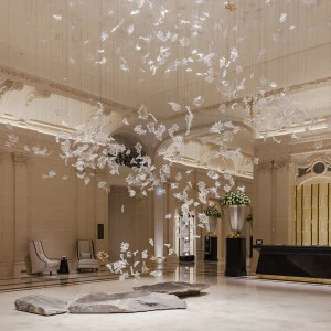 Custom large hotel lobby chandelier lighting modern design luxury glass  chandeliers pendant lights