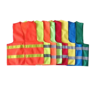 Custom logo available high visibility construction election bicycle  orange red green fabric reflective tape safety jacket vest