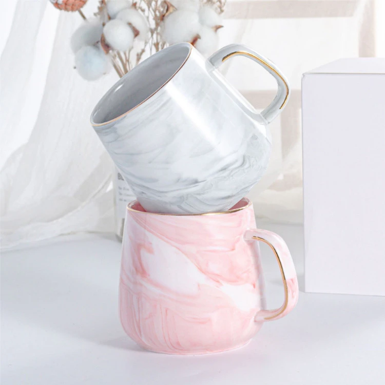 Custom Marble Travel Coffee Tea Ceramic Mug Cup