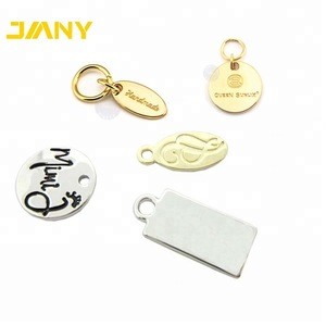 Custom Metal Jewelry Tags,Laser Engraved Logo Gold or Silver Metal Jewelry Tags with Jump Ring