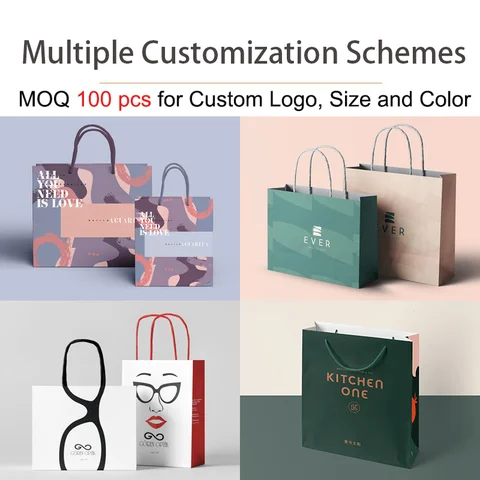 Custom Printed Luxury Paper Bags Clothes Perfume Wig Shopping Tote Paper Bag With Your Own Logo