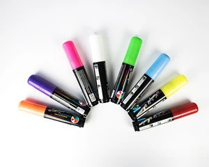 Custom promotional hand pens 10 mm rainbow highlighters liquid chalk fluorescent marker pen for glass