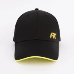 Custom Rubber Logo Sandwich Curved Brim 6 Panel Metal Buckle Back Baseball Caps