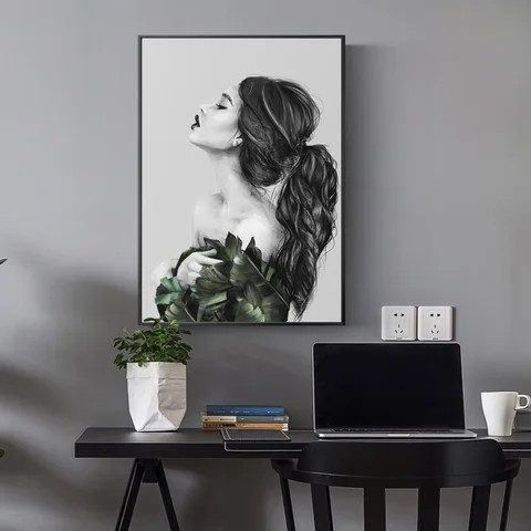 Customize Modern Wall Decorative HD printing Porcelain Painting wall Art Frame portraits woman painting