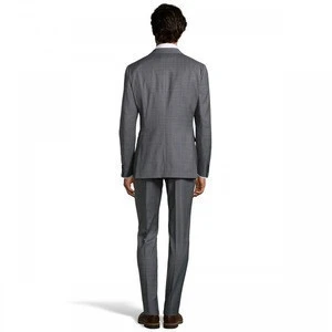 Customized Cashmere fabric Mens Grey Plaid Suit Wedding Suit (SUIT52029)