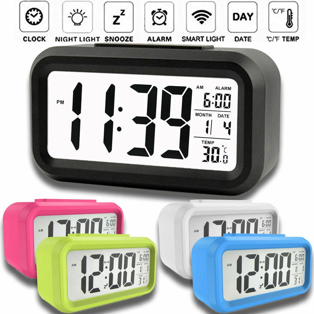 Customized Cheap Smart Temperature Sensor Table digital &amp; analog-digital  Alarm Clocks with Date Loud Alarm
