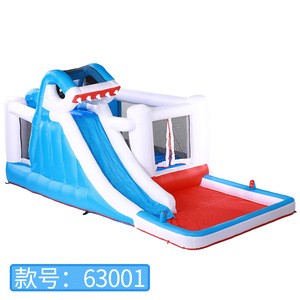 Customized inflatable shark jump bounce bouncy castle house kids with custom logo for children