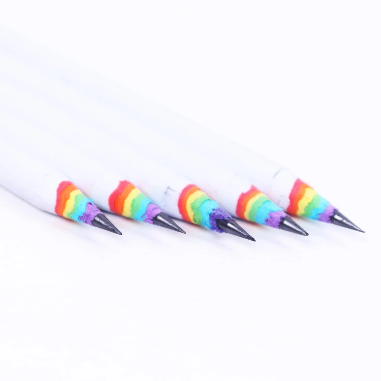 Customized logo Eco friendly 100% Biodegradable Pencil Rainbow Paper Pencil Black and White Creative Pencil