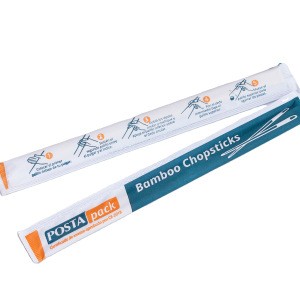 Customized  printed 21cm disposable bamboo chopsticks in paper sleeve