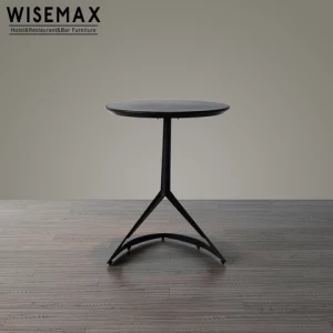 Danish Design Coffee Shop Dining Table Creative Metal Iron base ABS Plastic  Wooden Top Round Folding Coffee Table