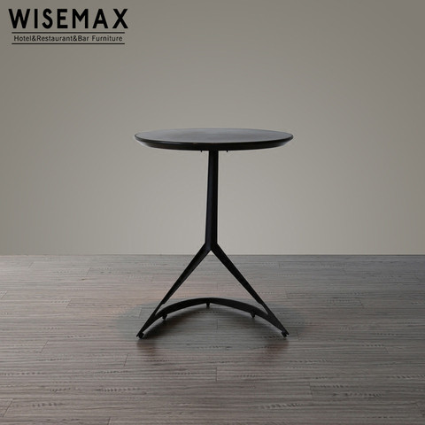 Danish Design Coffee Shop Dining Table Creative Metal Iron base ABS Plastic  Wooden Top Round Folding Coffee Table