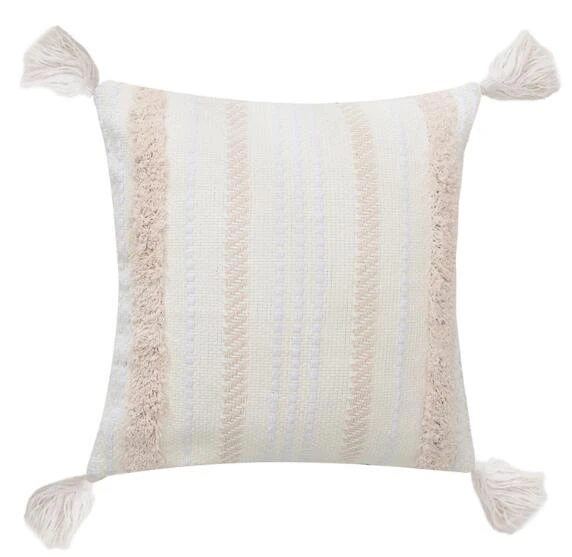 Decorative Throw Pillow Cover Tribal Boho Woven Tufted Pillowcase with Tassels