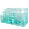 Desktop wire metal mesh Letter Holder 3 Compartment Mail and Stationary Table Top Organizer powder coating green color