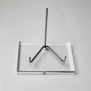 detachable brass stand and lucite fossil display block clear cast acrylic and metal support mineral holder