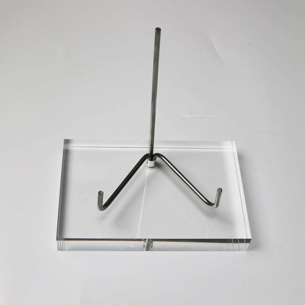 detachable brass stand and lucite fossil display block clear cast acrylic and metal support mineral holder