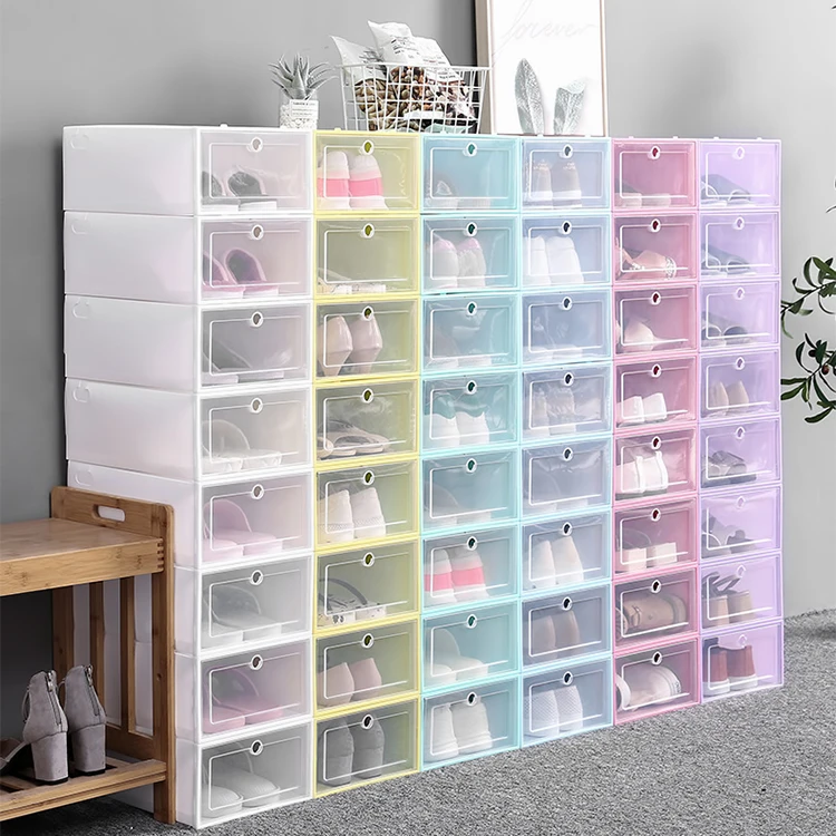 Dropshipping Detachable Thickened Clear Shoe Rack Storage Organizer Plastic Stackable Shoe Box