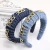 Import Dvacaman Stylish New Denim Fabric Cloth Woven Headband for Women Gold Color Metal Chain Hairband Wholesale Hair Accessories INS from China