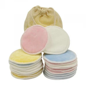 Eco Friendly bamboo cotton Reusable Plain Cleaning Pad Makeup Remover Pads