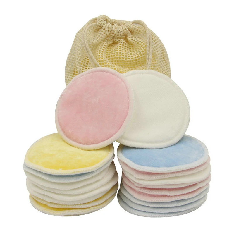 Eco Friendly bamboo cotton Reusable Plain Cleaning Pad Makeup Remover Pads