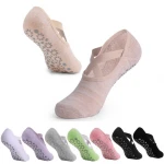 Elegant and pure color cotton women socks Non-slip yoga socks