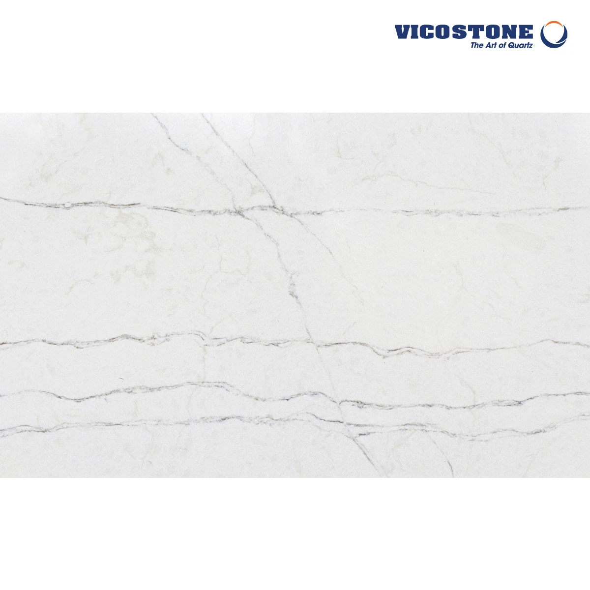 Engineered Quartz Stone - Vicostone Luce Di Luna BQ8690 with stunning linear veins adding minor movements at certain crossings