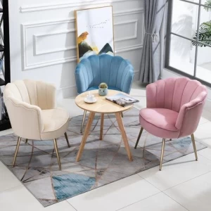 ergonomic living room velvet upholstered arm rest chair pink accent task chair