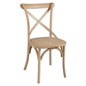 Factory Price Wholesale Antique Style Rattan Seat Wood Cross Back Dining Chair