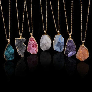 fashion colorful natural stone pendant necklace custom jewelry