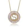 fashion gold plated custom long chain cz micro pave 26 initial alphabet letter pendants charm necklace for women jewelry