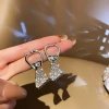 Fashion Trendy Can Pull Ring Earrings 2021 Design Colorful Rhinestone Crystal Earrings Womens