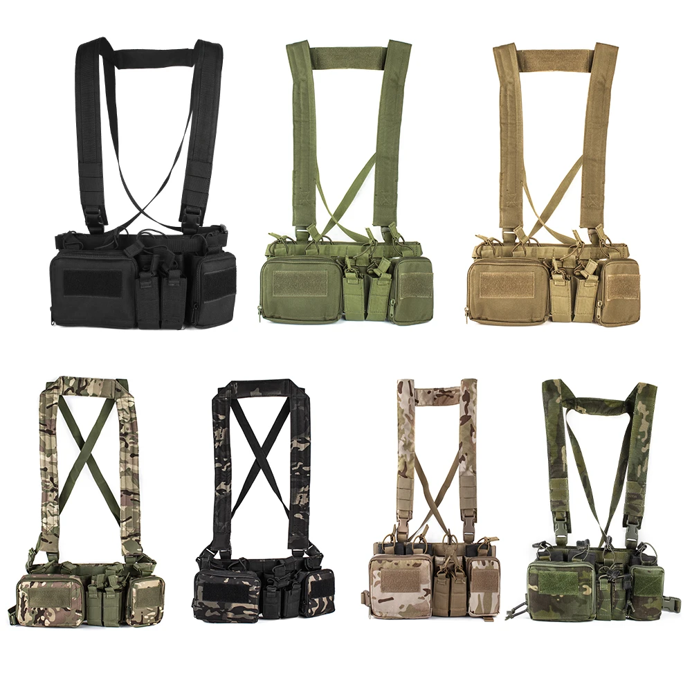 Fashion Wargame CS TCM Chest Rig Vest Waterproof Adjustable Tactical Military Mens Chest Rig Vest With Mag Pouch
