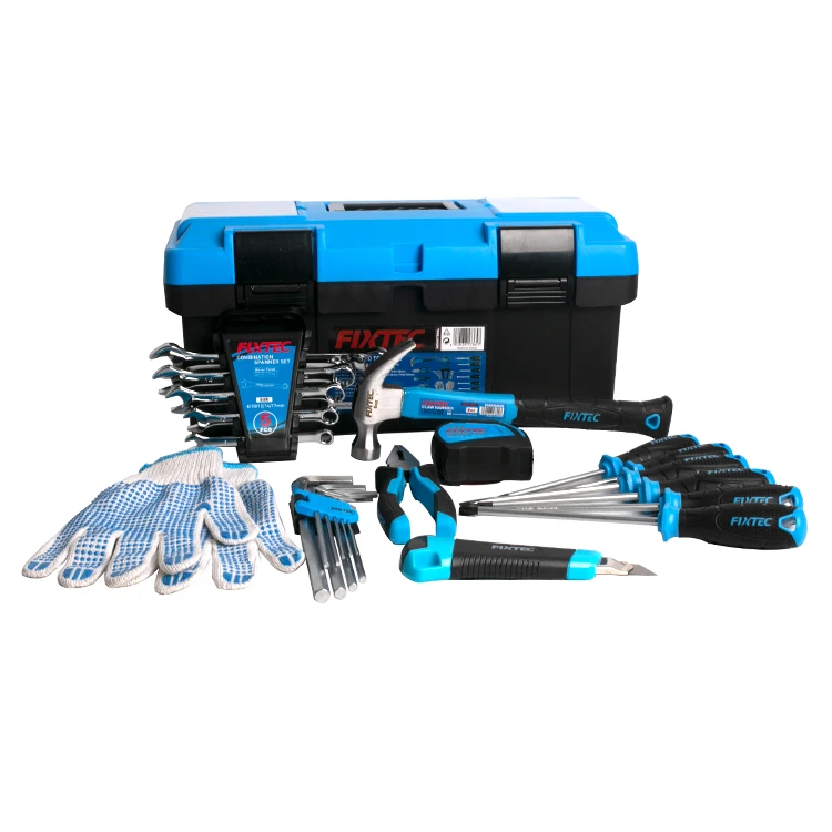 FIXTEC 26 pcs Hand Tools  Set With Heavy Duty Plastic Tool Box 17"