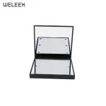 Foldable Portable Square Hand held double Sides Small 6 Led Lights Pocket Compact Vanity Makeup Mirror For Travel