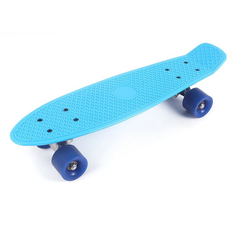 Foreign trade new single warping board PP material plastic skateboard children&#x27;s 22 inch four wheel small fishboard skateboard