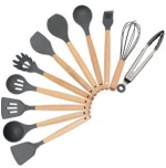 Free Wooden Handle  Kitchen Accessories Gift Set Silicone Kitchen Utensils Bakeware Sets