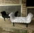 Import French Furniture Large Stool with Tufted Seat - Black Ottoman with Silver Velvet Upholstery Home Furniture Indonesia from Indonesia