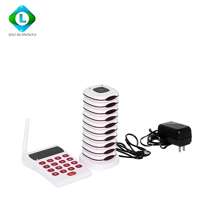 FSK Modulation Type Queue Customer Pager Calling System for fast food restaurant set with 10 pagers