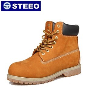 Genuine leather lace-up high ankle goodyear welted safety shoes