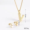 gold jewellery dubai latest fashion letter V design 18k gold plated stainless steel jewelry set