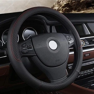 Gutsbox Upgraded Leather Steering Wheel Cover Breathable Auto Car Steering Wheel Cover Universal 15 Inches
