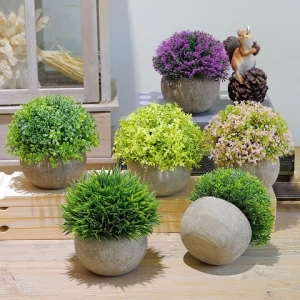 H-077 4 Pack Mini Artificial outdoor  Succulent plants with pot  in Decor