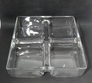 hand blown dinnerware square glass candy nut plate dishes set