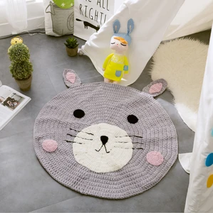 Handmade animal childrens floor mats Knitted wool tablecloths round carpet crawling mats