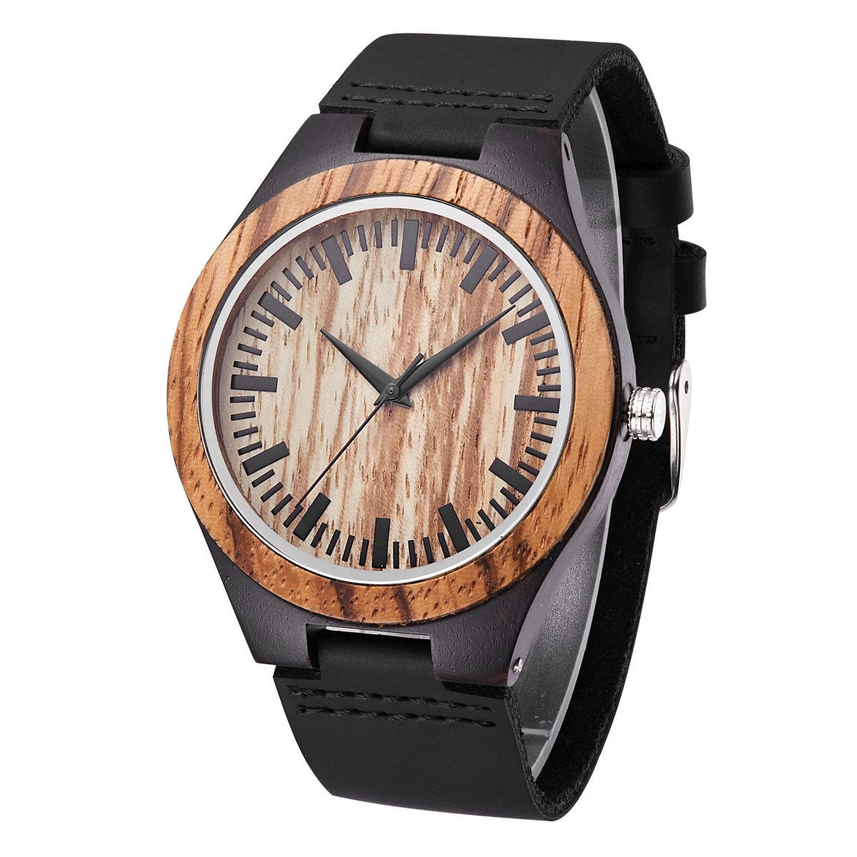 Handmade Natural Engraved Bamboo Watch Mens Wood Watch Leather Reloj De Bambu