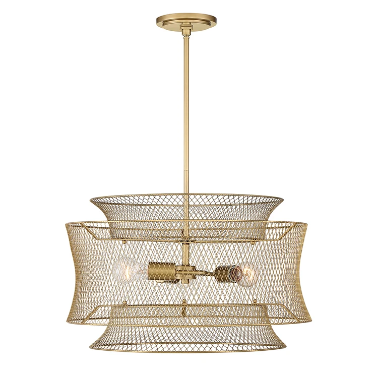 Hanging Pendant 3 Light Ceiling Three Tiers Detachable Iron Meshed With Low Price High Quality Gold Finish