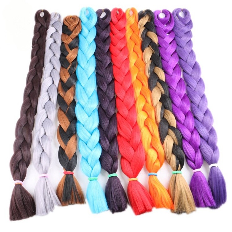HARMONY 165grams Solid Color &amp; Mix Color Synthetic Pre Braided Hair Extensions Jumbo Braiding Crochet Hair