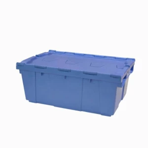 Heavy Duty Stackable Plastic Turnover Moving Crates Foldable Container Attached Lid Logistics Box Solid Moving Crates